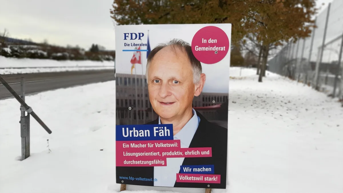 Wahlplakat für eine Ersatzwahl.
